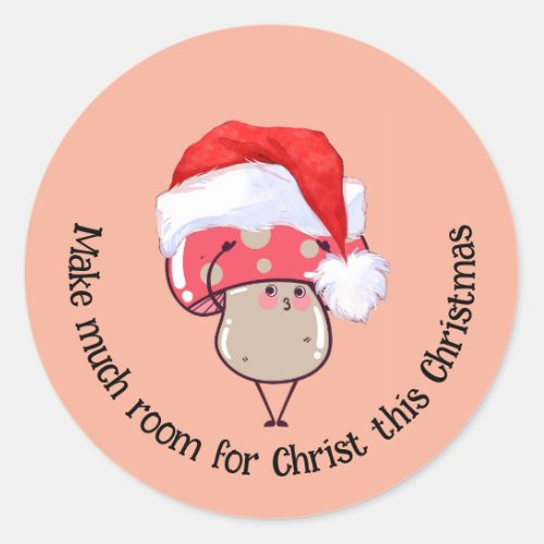 Cute Christmas Santa Mushroom  Classic Round Sticker