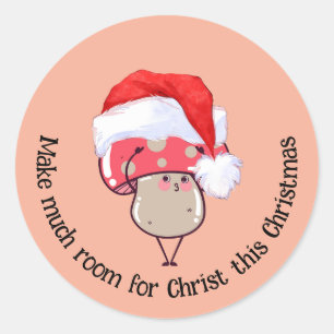 Cute Christmas Santa Mushroom Classic Round Sticker