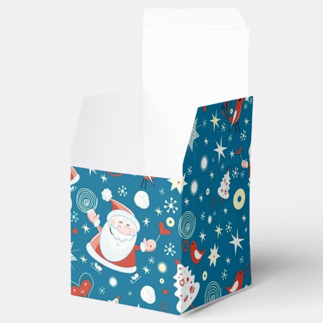 Cute Christmas Santa Pattern Cube Favor Box (Opened)