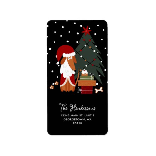 Cute Christmas Santa Paws Dog  Presents Vertical Label