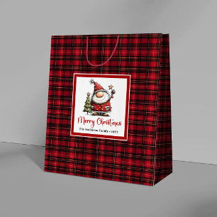 Cute Christmas Santa Quirky Watercolor Gift Bag