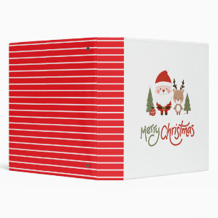 Cute Christmas Santa & Reindeer 3 Ring Binder