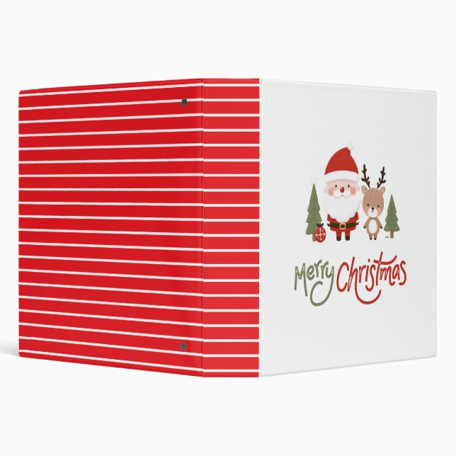 Cute Christmas Santa & Reindeer  3 Ring Binder (Background)