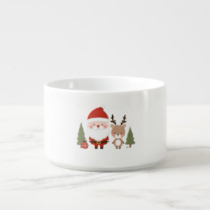 Cute Christmas Santa & Reindeer Bowl
