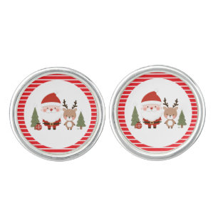 Cute Christmas Santa & Reindeer Cufflinks