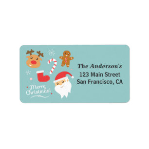 Cute Christmas - Santa, Reindeer, Gingerbread Man Label