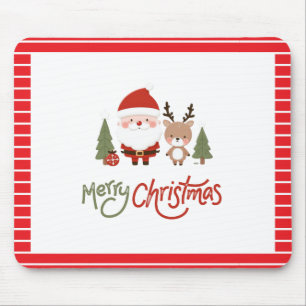 Cute Christmas Santa & Reindeer Mouse Pad