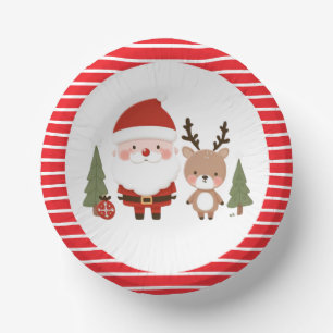 Cute Christmas Santa & Reindeer Paper Bowls