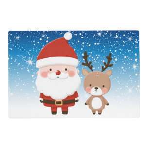 Cute Christmas Santa & Reindeer Placemat