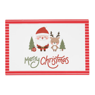 Cute Christmas Santa & Reindeer Placemat