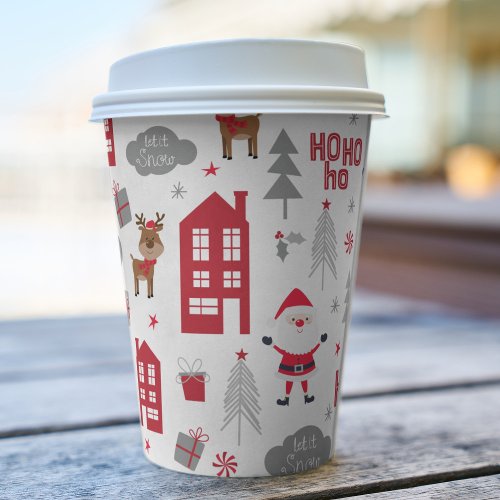 Cute Christmas Santa Reindeer Winter Holiday Paper Cups