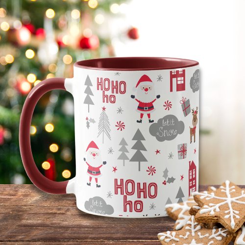 Cute Christmas Santa Reindeer Winter Holidays Mug