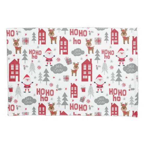 Cute Christmas Santa Reindeer Winter Holidays Pillow Case