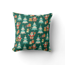 Cute Christmas Santa scene dark green vintage vibe