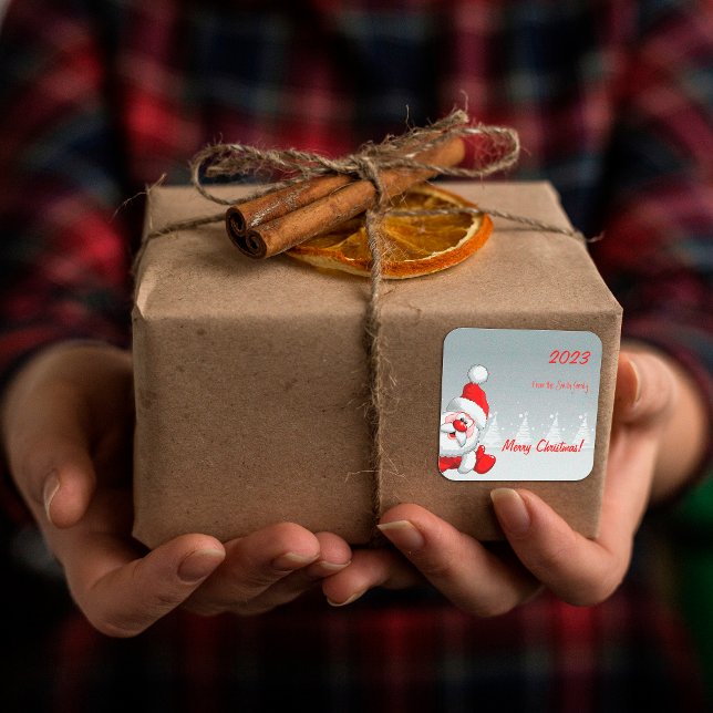 Cute Christmas  Santa snow  Square Sticker (Creator Uploaded)