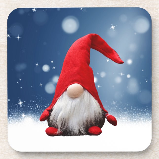Cute Christmas Santa Snow Stars Beverage Coaster (Front)