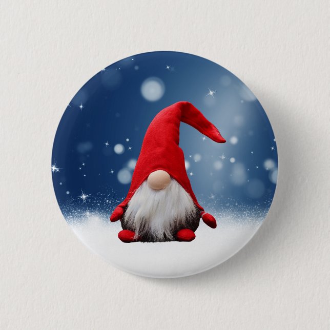 Cute Christmas Santa Snow Stars Button (Front)