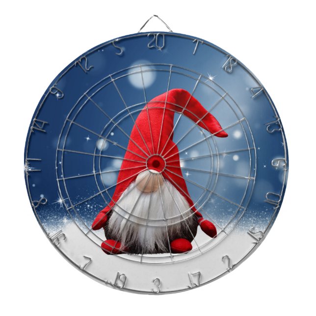 Cute Christmas Santa Snow Stars Dartboard (Front)