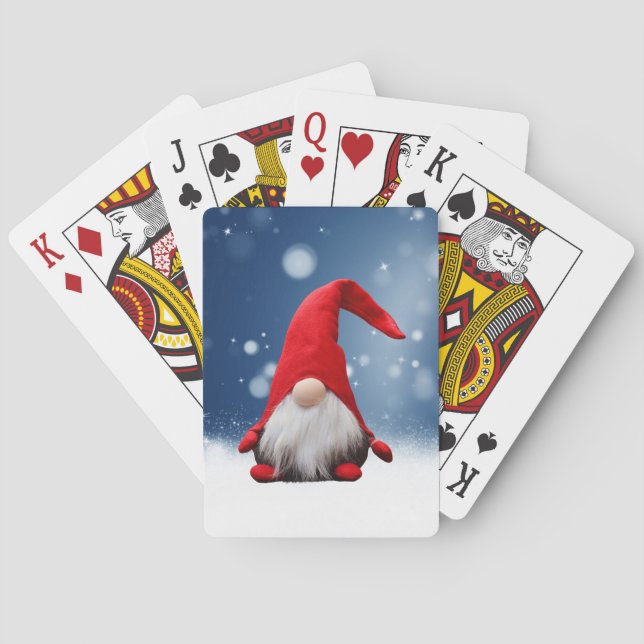 Cute Christmas Santa Snow Stars Poker Cards (Back)