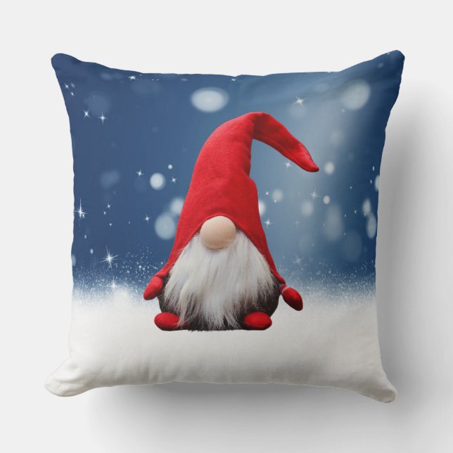 Cute Christmas Santa Snow Stars Throw Pillow (Front)