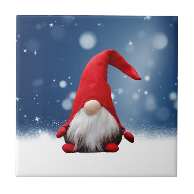 Cute Christmas Santa Snow Stars Tile (Front)