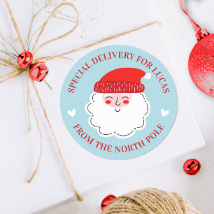 Cute Christmas Santa Special Delivery North Pole Classic Round Sticker