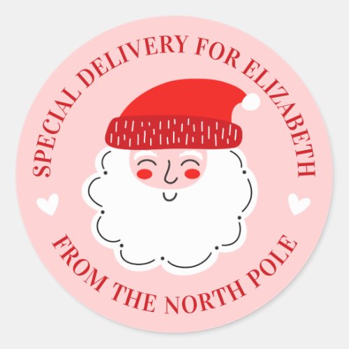 Cute Christmas Santa Special Delivery North Pole Classic Round Sticker