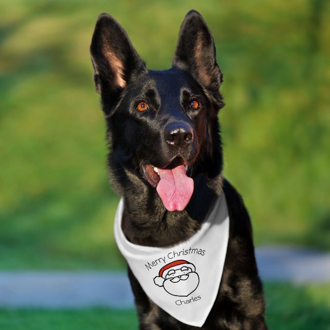 Cute Christmas Santa with Red Hat Pet Bandana Collar (Dog)