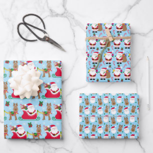 Cute Christmas Santa Wrapping Paper Sheets