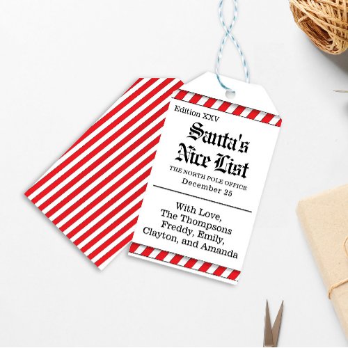 Cute Christmas Santas Nice List Custom Gift Tags