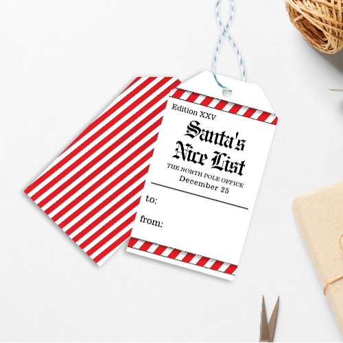 Cute Christmas Santas Nice List Custom Gift Tags