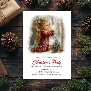 Cute Christmas Scene Cozy Girl Holiday Party Invitation