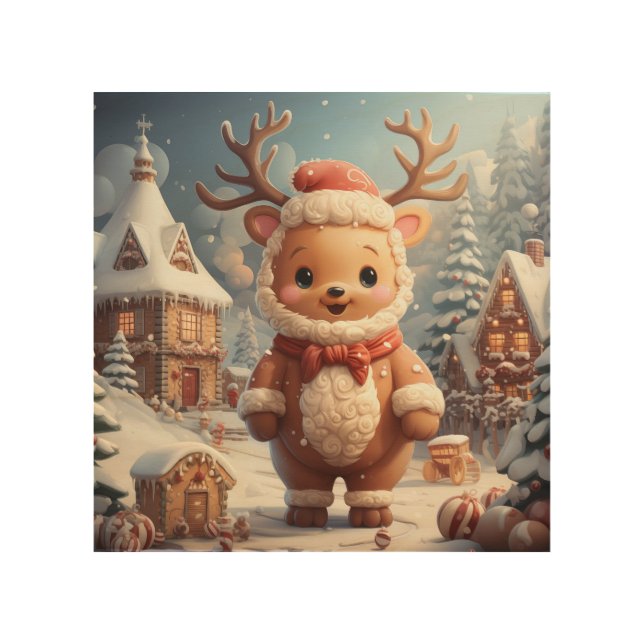 Cute christmas scenes wood wall art (Front)