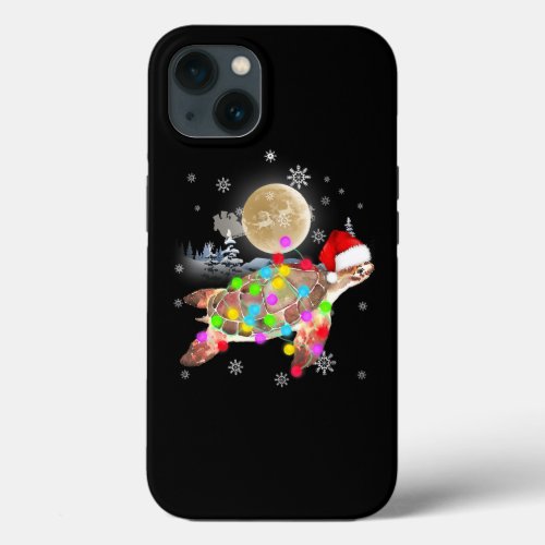 Cute Christmas Sea Turtle Lights Santa Hat Xmas Sa iPhone 13 Case
