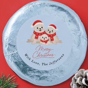 Cute Christmas Seals Winter Family Holiday Custom Dipped Oreo Cookie Favors