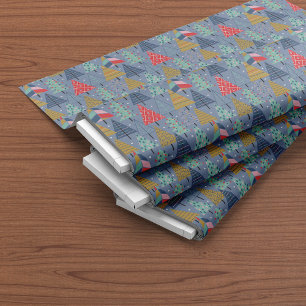 Cute Christmas Season Pattern   Blue Fabric