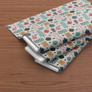 Cute Christmas Season Pattern   White Fabric