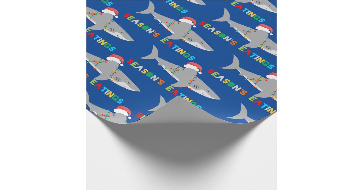 Cute Christmas Shark Wrapping Paper | Zazzle