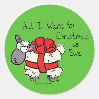 Cute Christmas Sheep Cartoon Classic Round Sticker