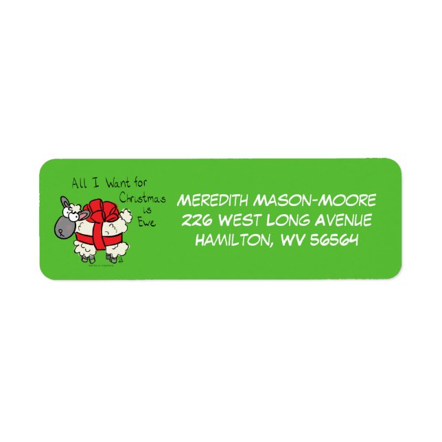 Cute Christmas Sheep Cartoon Label (Front)