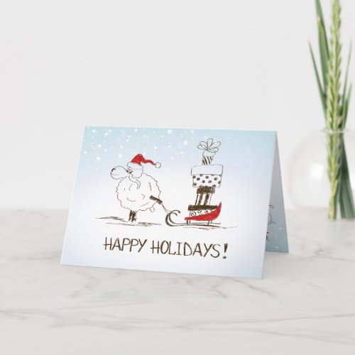 Cute Christmas Sheep Merriment _ Happy Holidays Holiday Card