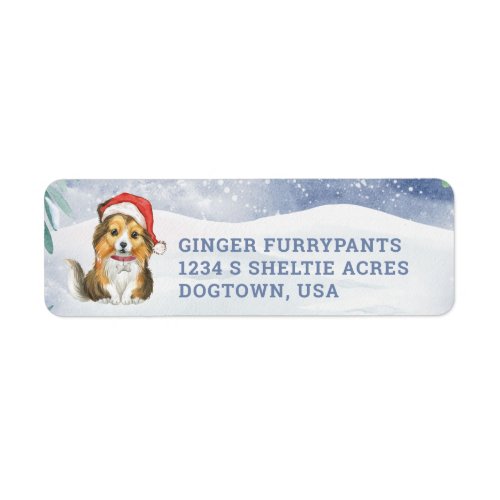 Cute Christmas Sheltie Puppy Label