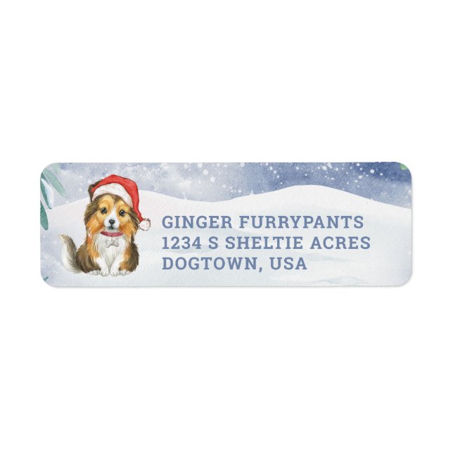 Cute Christmas Sheltie Puppy Label (Front)