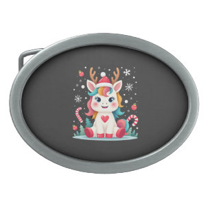 Cute Christmas Shirt Girls Women Xmas Unicorn Deer Belt Buckle