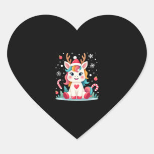 Cute Christmas Shirt Girls Women Xmas Unicorn Deer Heart Sticker