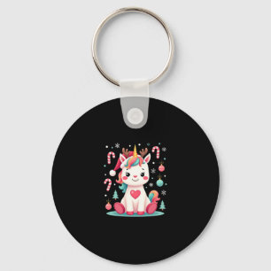 Cute Christmas Shirt Girls Women Xmas Unicorn Deer Keychain