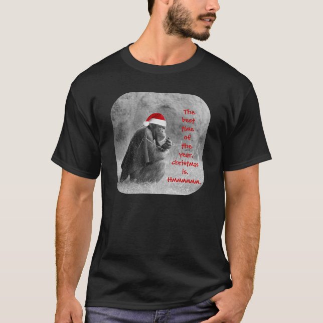 Cute Christmas Shirt "Yoda-like" Chimp! (Front)