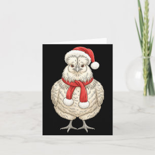 Cute Christmas Silkie Chicken Santa Farm Animal Card