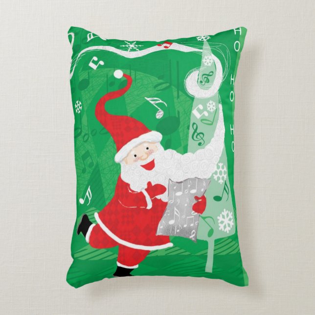 Cute Christmas, Singing and Dancing Santa Claus Accent Pillow (Front(Vertical))