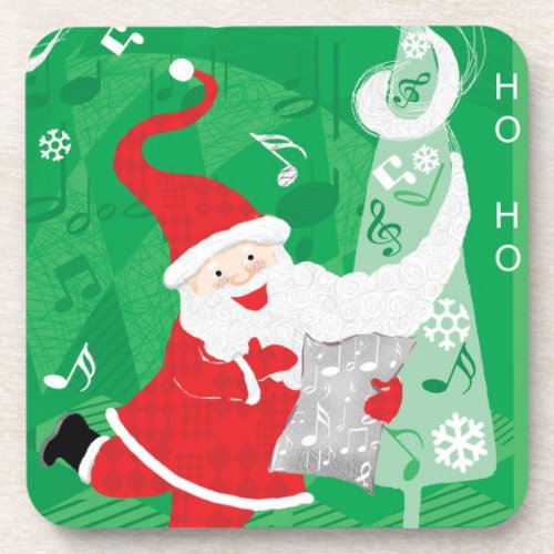 Cute Christmas Singing and Dancing Santa Claus Beverage Coaster